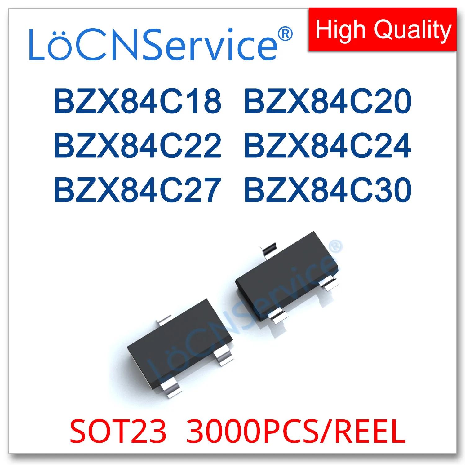 LoCNService 3000PCs, SOT23, 0.35W, BZX84C18, 18V, BZX84C20, 20V, BZX84C22, 22V, BZX84C24, 24V, BZX84C27, 27V, BZX84C